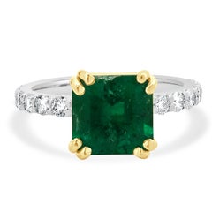 14 Karat White & Yellow Gold Colombian Emerald and Diamond Ring
