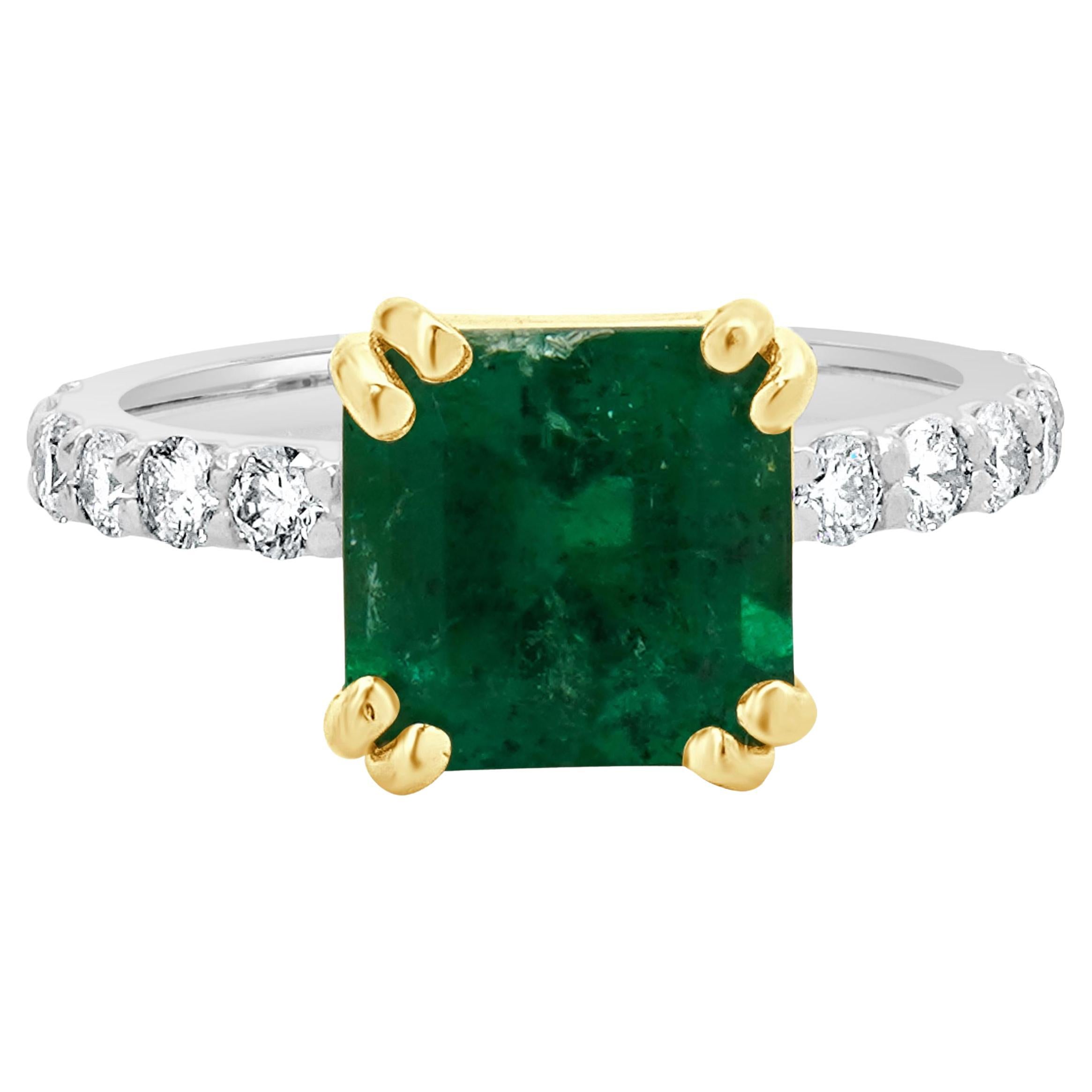 14 Karat White & Yellow Gold Colombian Emerald and Diamond Ring