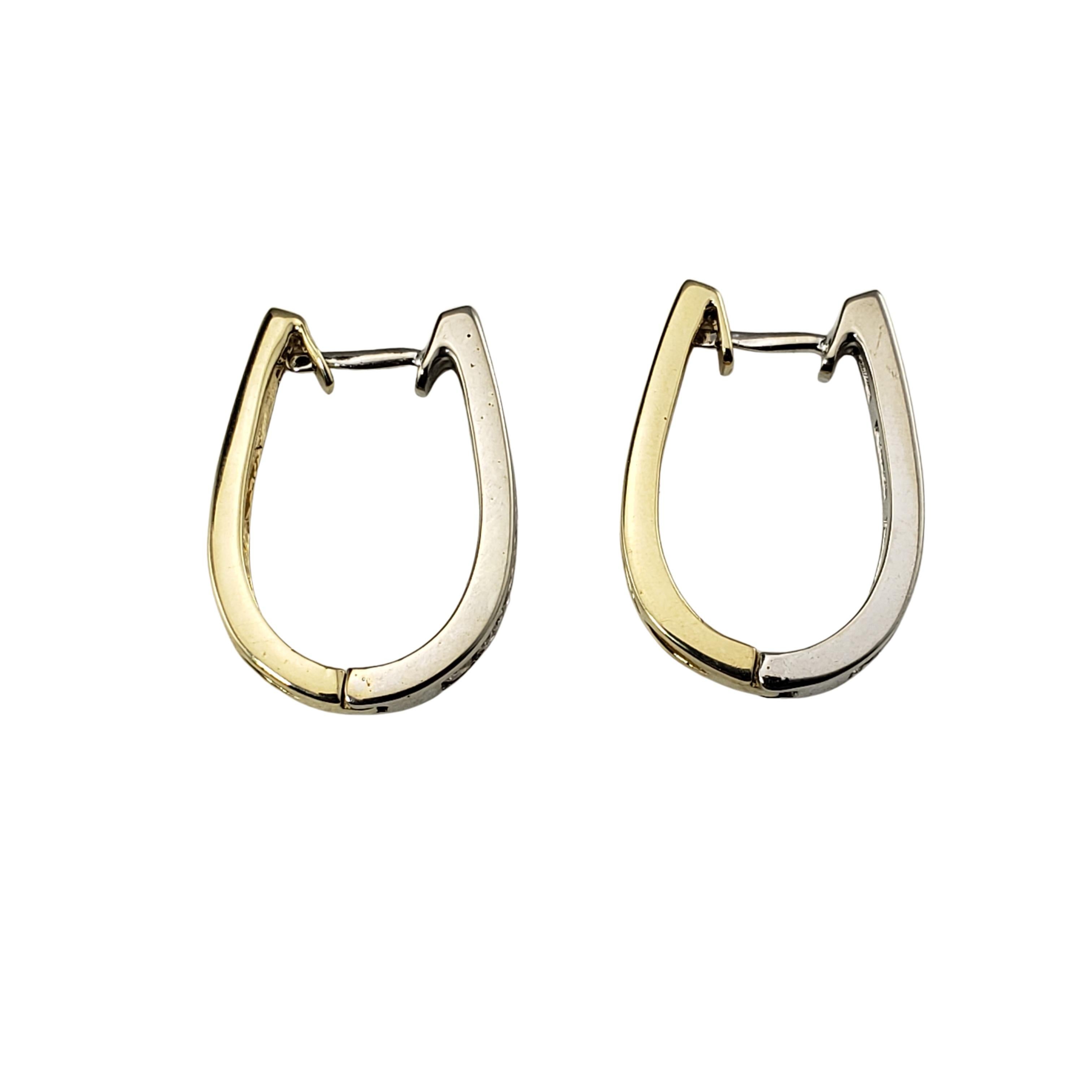 Brilliant Cut 14 Karat White/Yellow Gold Diamond Hoop Earrings For Sale