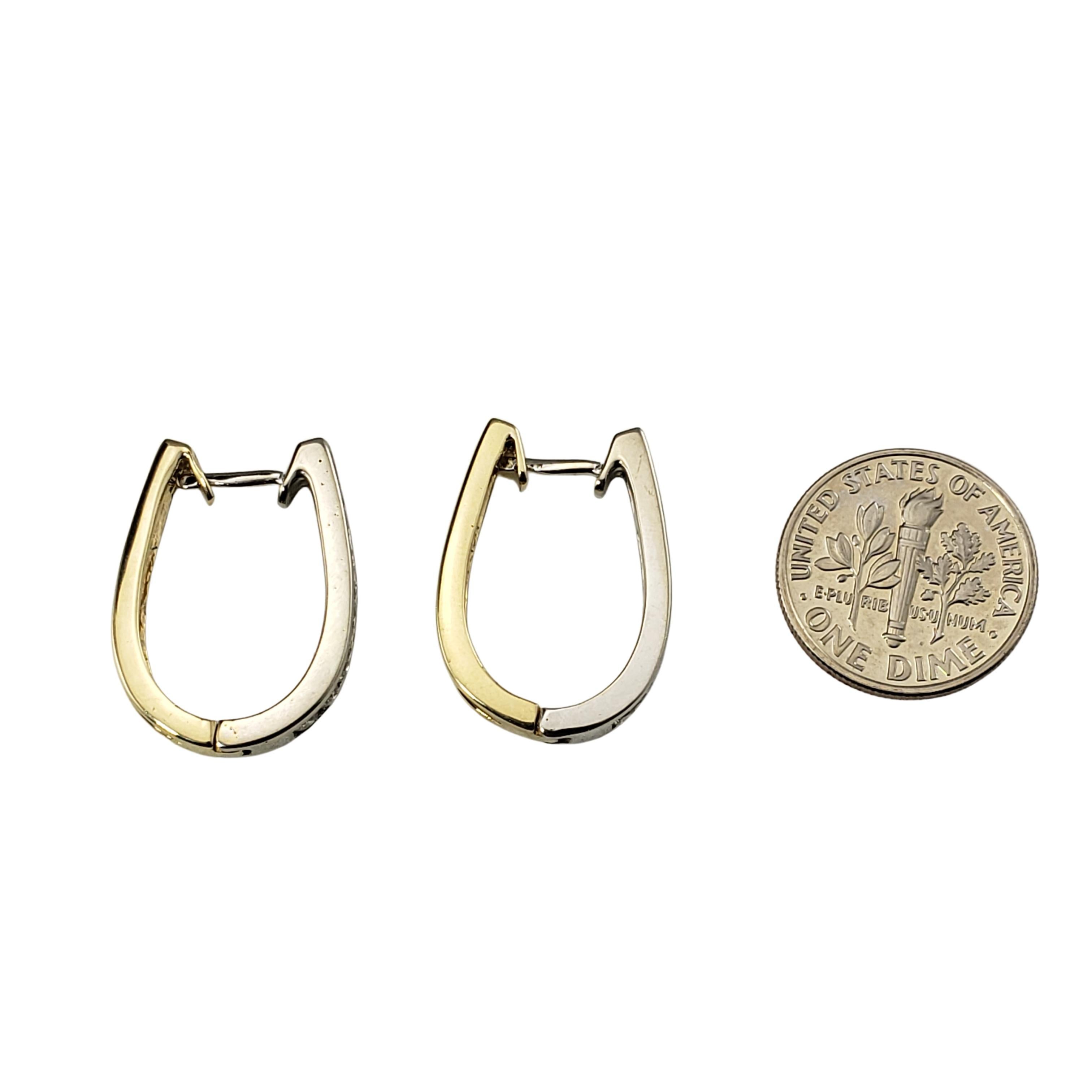 14 Karat White/Yellow Gold Diamond Hoop Earrings For Sale 2