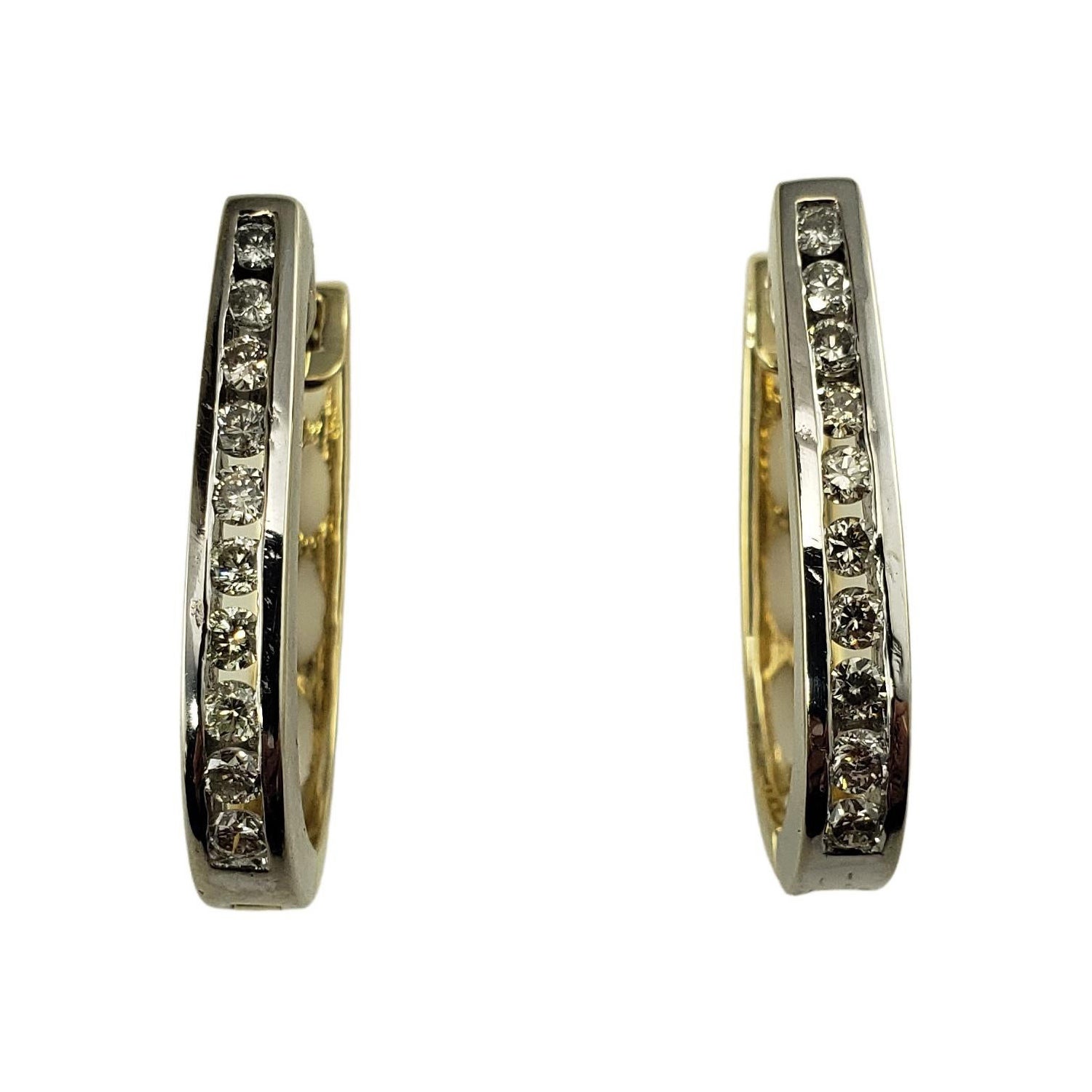 Orecchini a cerchio con diamante in oro bianco/giallo 14 carati