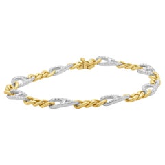 Bracelet à maillons en or blanc et jaune 14 carats avec diamants Marin