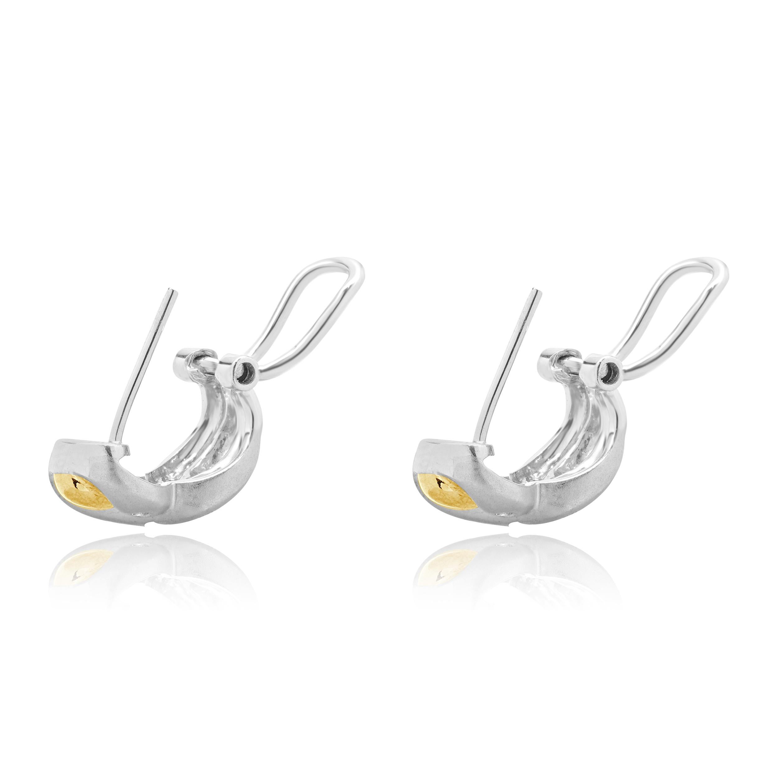 Round Cut 14 Karat White & Yellow Gold Diamond X Earrings For Sale