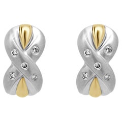 Pendientes X de Diamantes en Oro Blanco y Amarillo de 14 Kilates