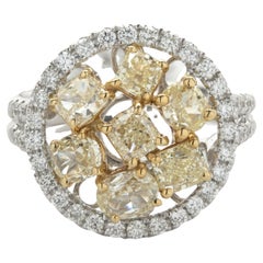 14 Karat Weiß- und Gelbgold Fancy Gelbgold Multi Shape Diamantring mit Diamant 