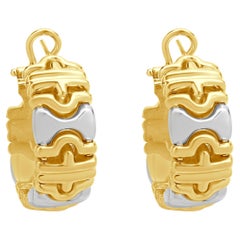 18 Karat White & Yellow Gold Puzzle Hoop Earrings