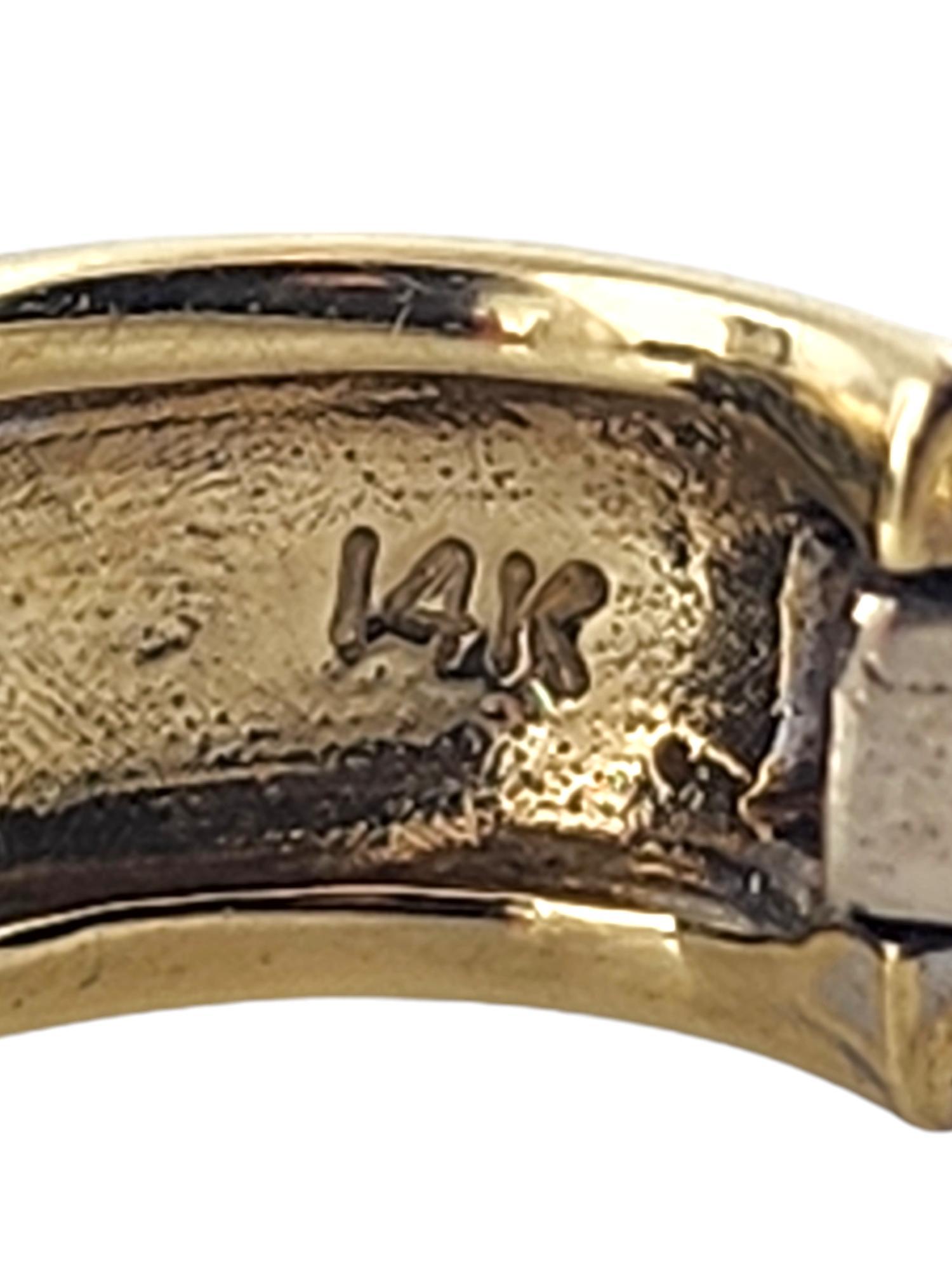 14 Karat White & Yellow Gold Reversible Diamond Huggie Hoop Earrings #19205 For Sale 1