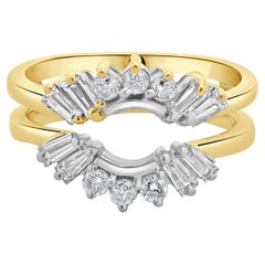 14 Karat White & Yellow Gold Round and Baguette Diamond Ring Guard