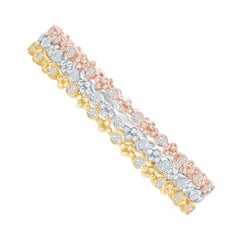 Bracelets en or blanc, jaune et rose 14 carats avec diamants