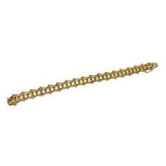 14 Karat Wide Double Bead Charm Bracelet