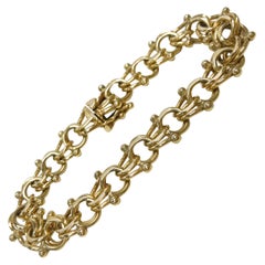 Bracelet à breloques à double perle large en or 14 carats