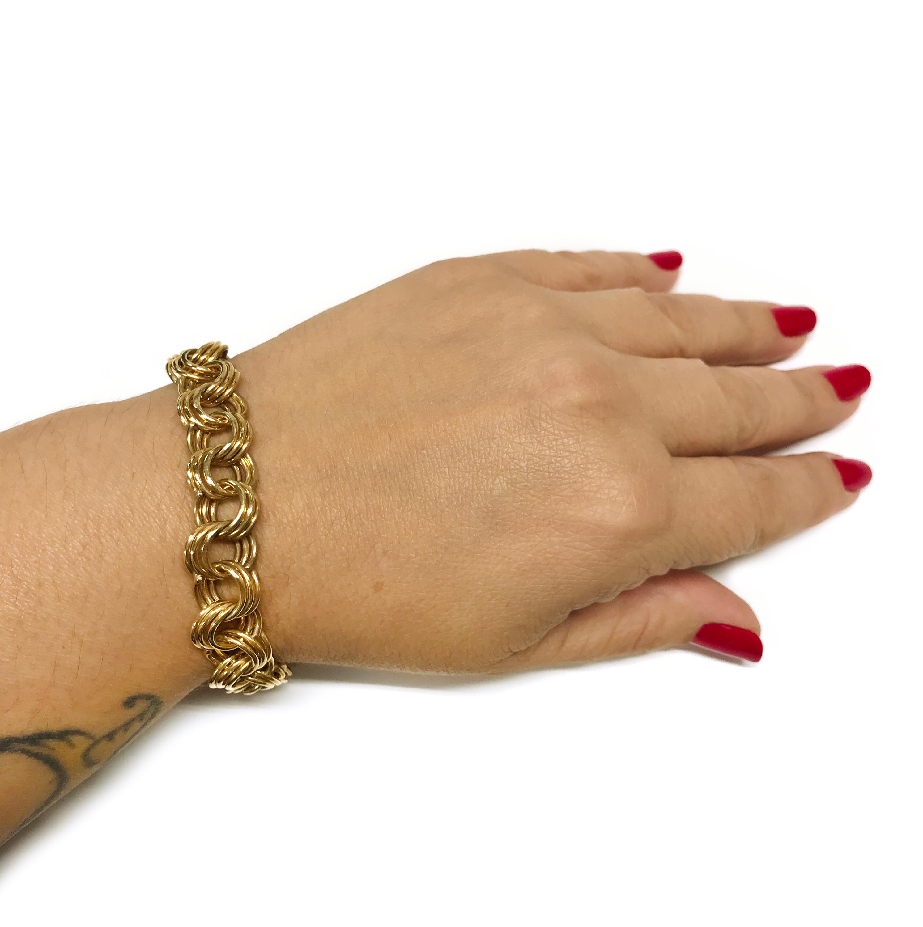 14k gold triple link charm bracelet