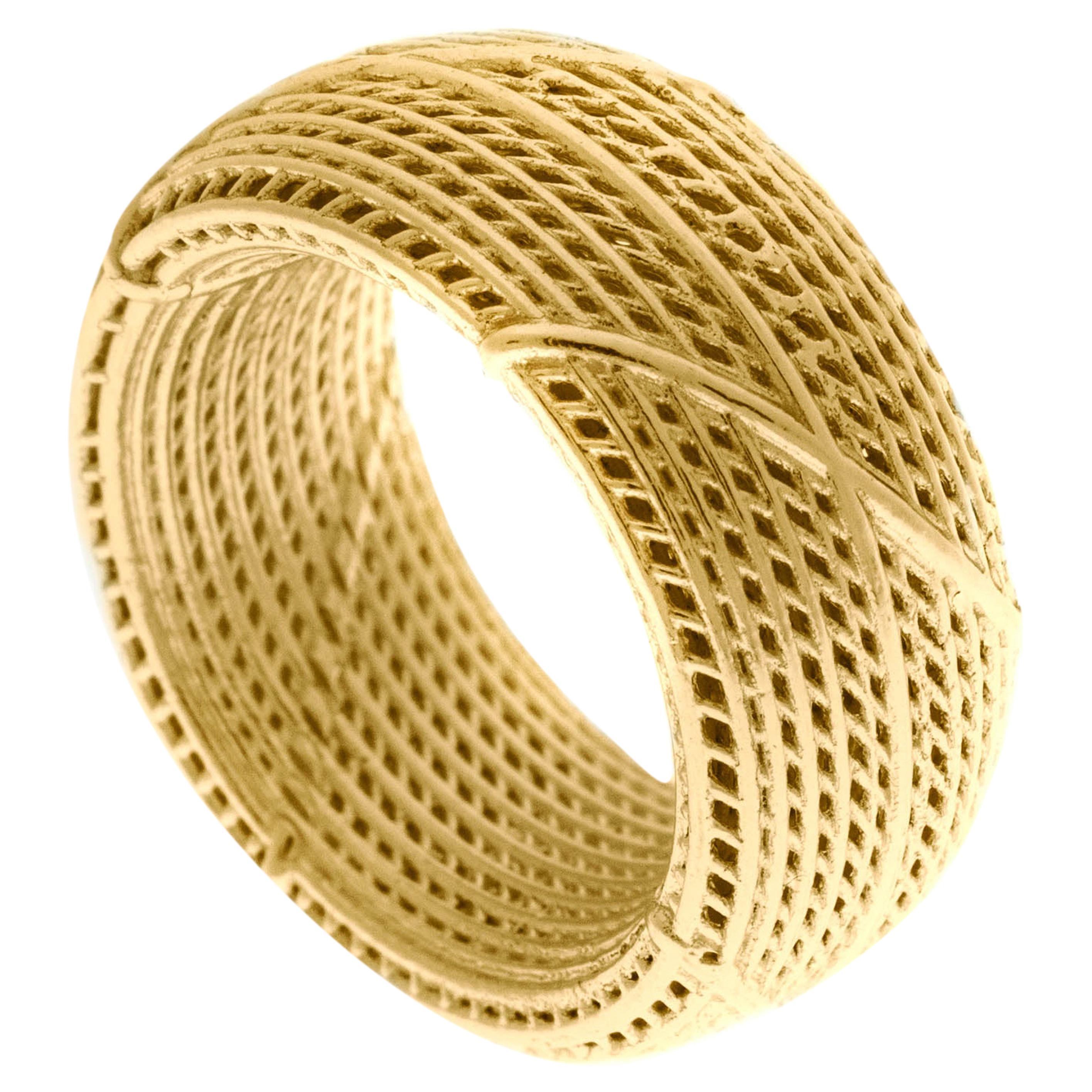 14 Karat Wide Unisex Textured Unique Contemporary Statement Wedding Ring