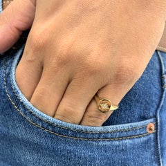 14 Karat Yellow 0.02 Carat Diamond Pinky Signet Ring