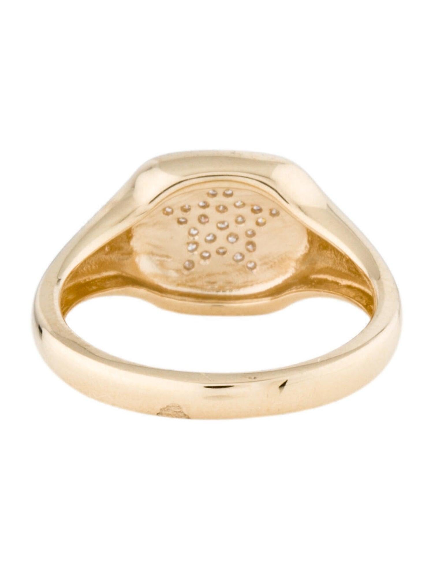 Contemporary 14 Karat Yellow 0.06 Carat Diamond Pave Star Pinky Signet Ring For Sale