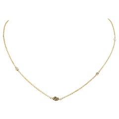 14 Karat Yellow 0.54ct Marquise & Round Diamonds by the Yard Necklace 18"