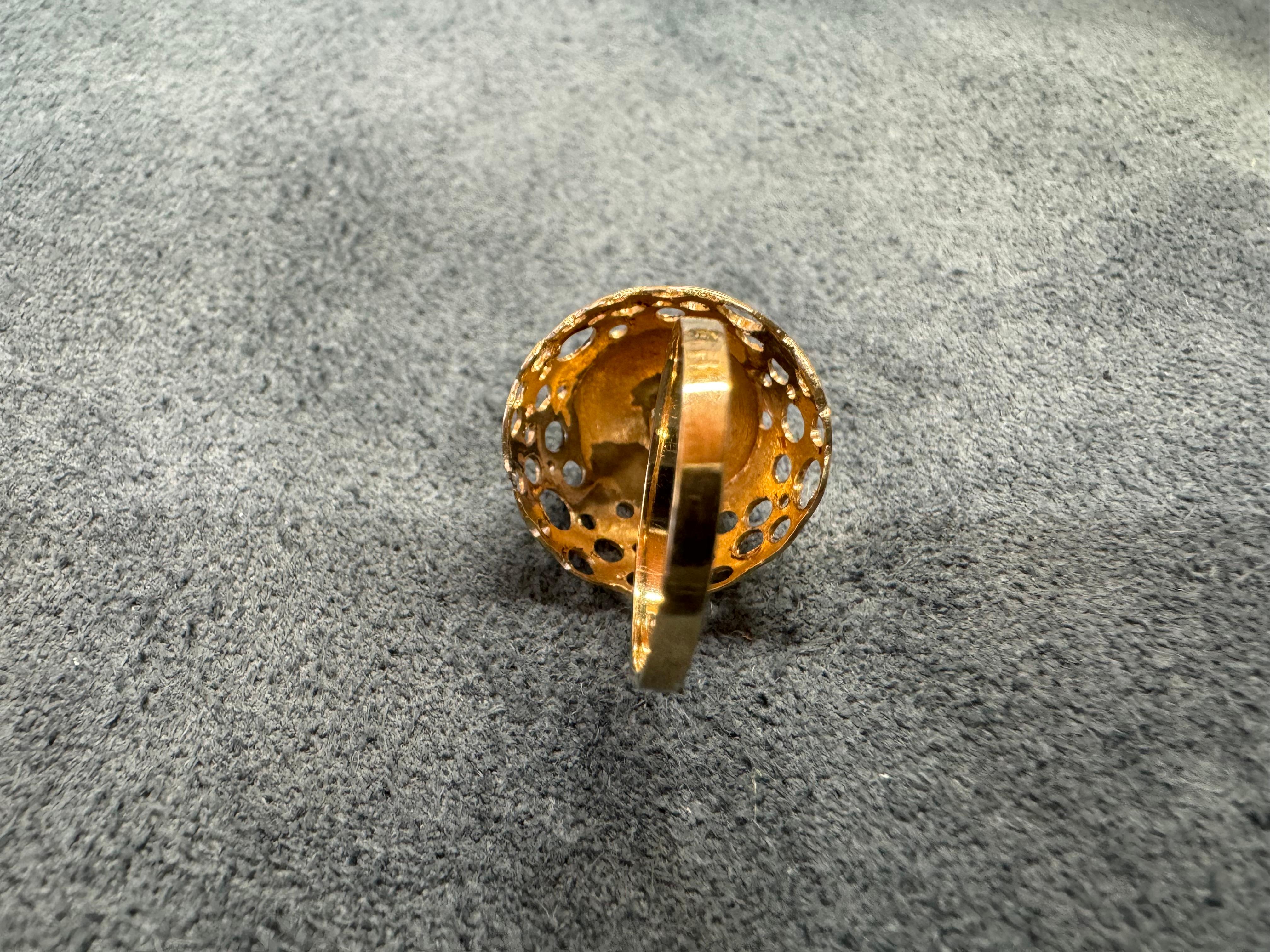 Modernist 14 Karat Yellow 585 Gold Finland 1972 Liisa Vitali Ring Name Nuppu For Sale