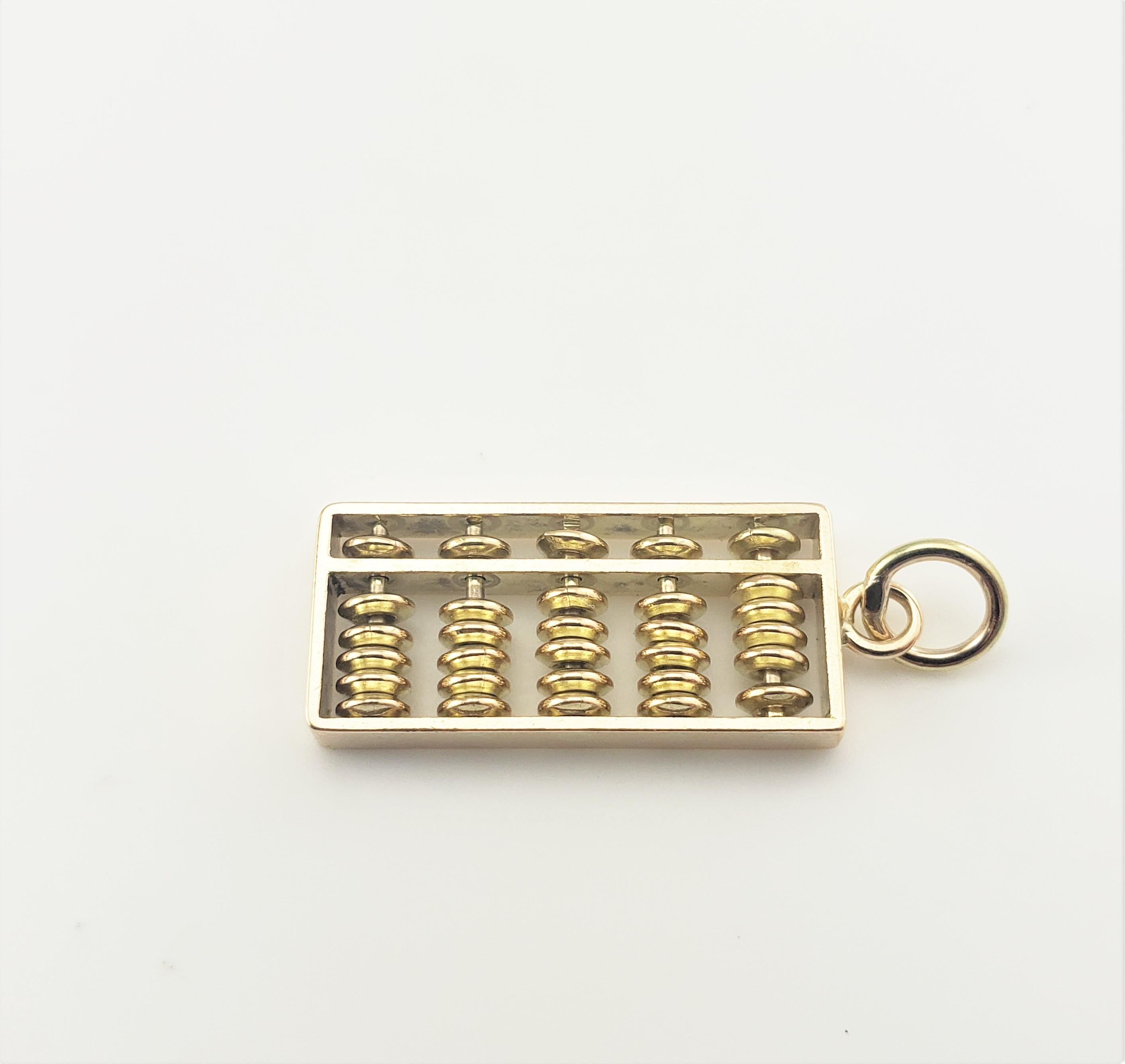 14 Karat Yellow Gold Abacus Charm-

Perfect for the mathematician in your life!

This lovely 3D charm features a beautifully detailed abacus with moving beads meticulously detailed in 14K yellow gold.

Size:  26 mm x  10 mm

Weight:  3.0 dwt. /  4.8
