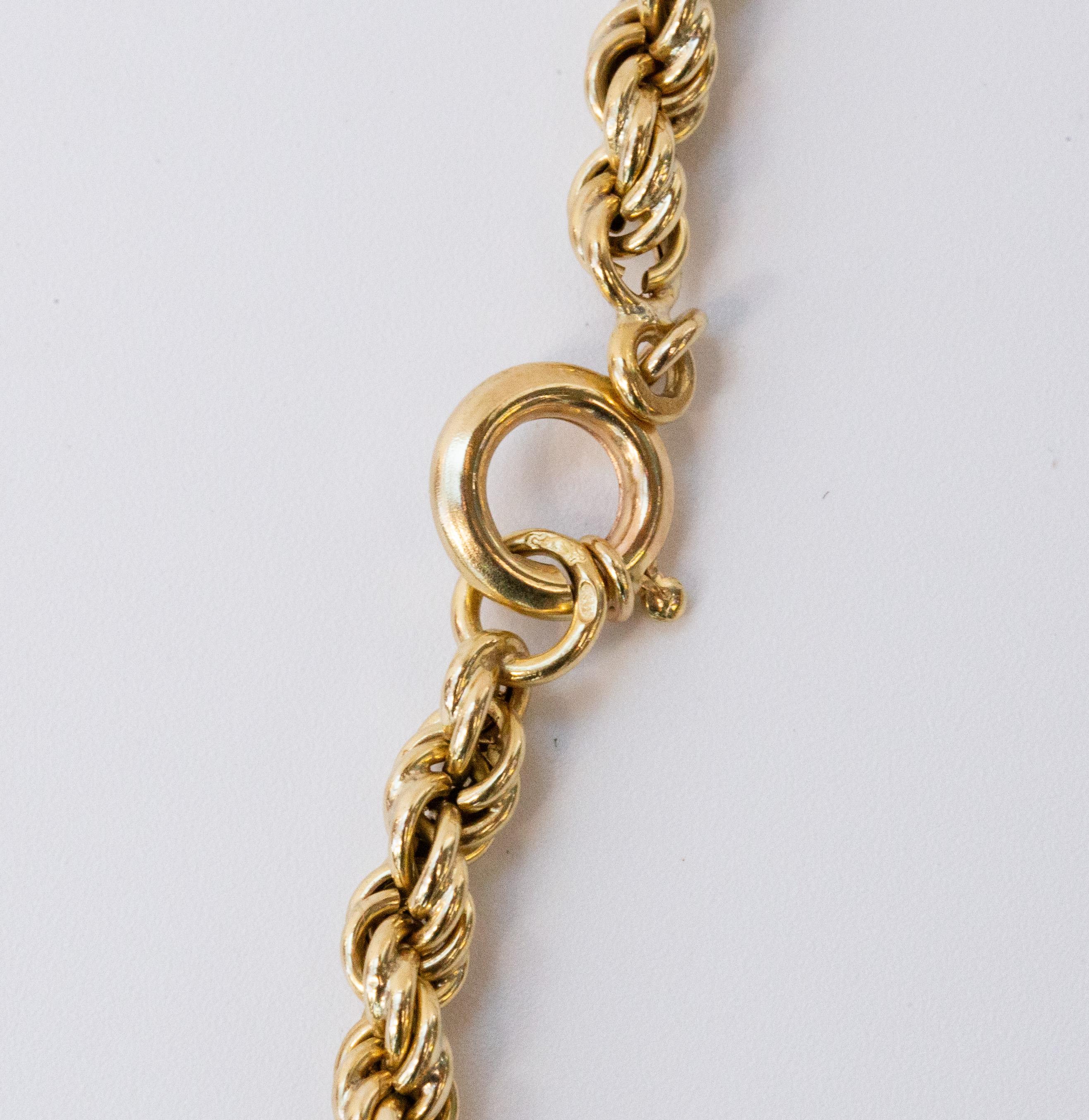 Collier à maillons en or jaune 14 carats et rose 14 carats, gradués en corde en vente 8