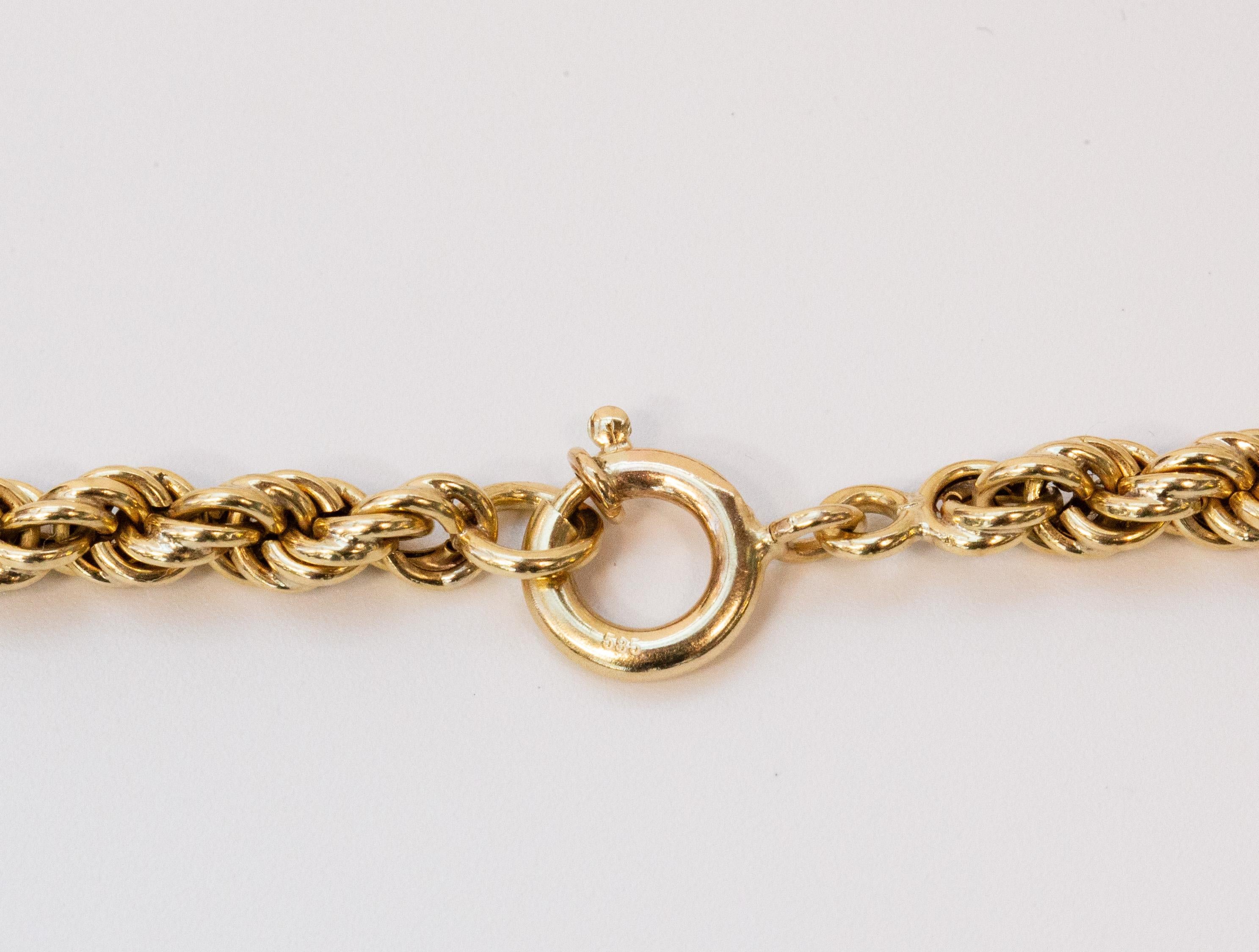 Collier à maillons en or jaune 14 carats et rose 14 carats, gradués en corde en vente 9