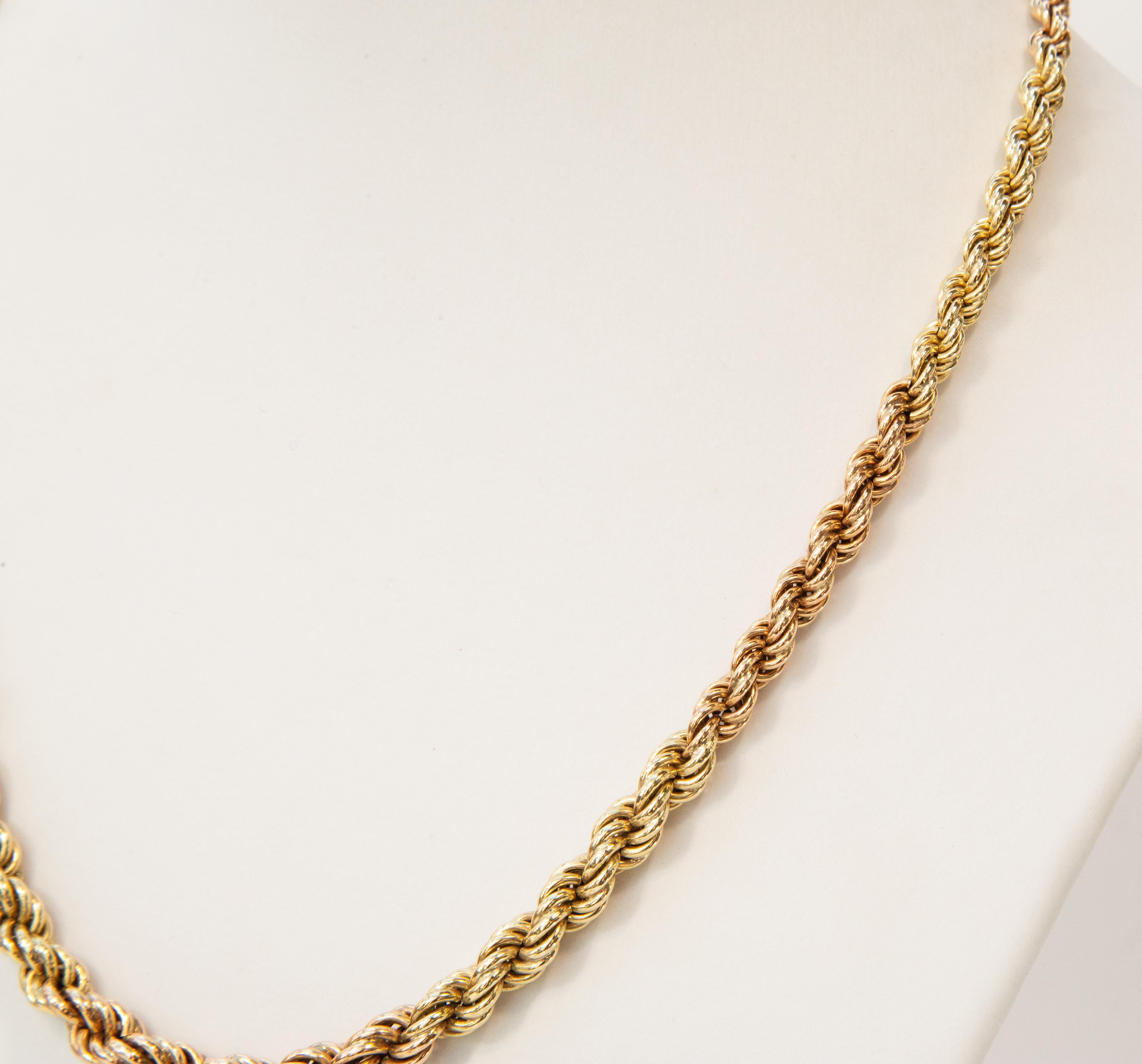 Collier à maillons en or jaune 14 carats et rose 14 carats, gradués en corde en vente 1