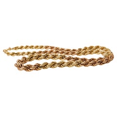 14 Karat Yellow and 14 Karat Pink Gold Graduated Rope Link Necklace