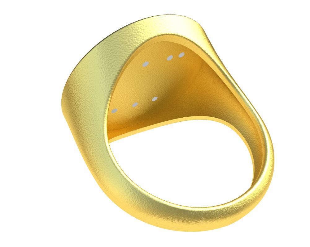 En vente :  Bague sigillaire d'art judaïque en or jaune et blanc 14 carats 9