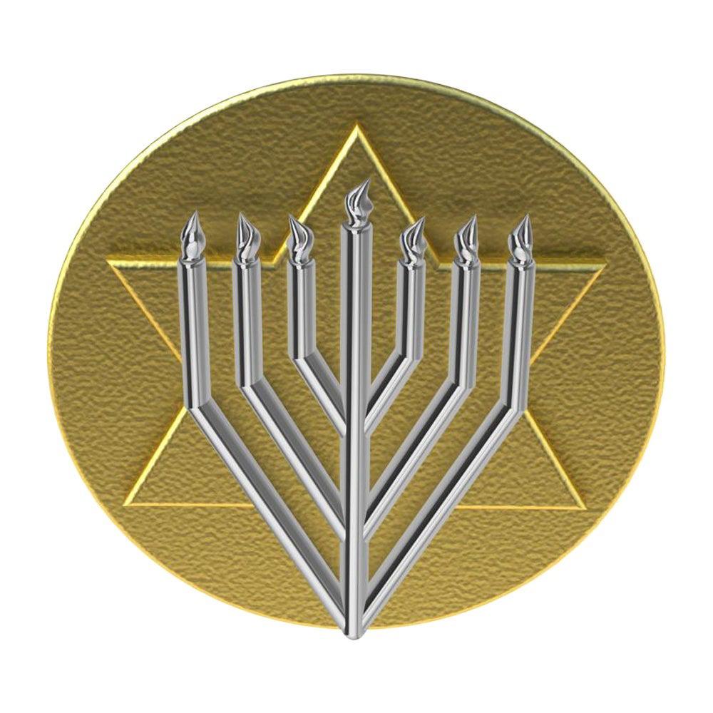 Anillo de oro amarillo de 14 quilates y oro blanco de 14 quilates Judaica Art Signet Ring