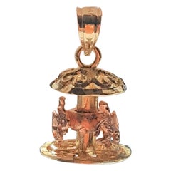 14 Karat Yellow and Rose Gold Carousel Pendant with Bail, 3-D Moveable Spins