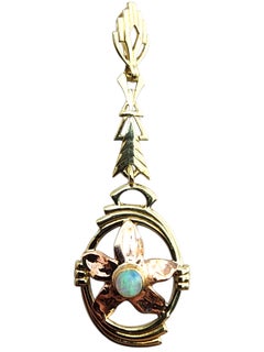 Pendentif en or jaune et rose 14 carats avec opale #24063