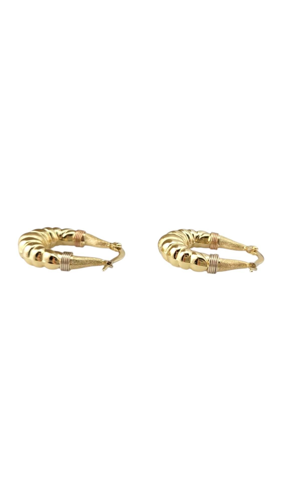 14 Karat Yellow and Rose Gold Shrimp Hoop Earrings #21882 in vendita 1