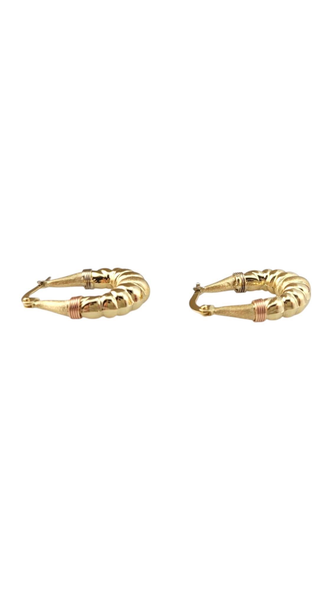 14 Karat Yellow and Rose Gold Shrimp Hoop Earrings #21882 in vendita 3