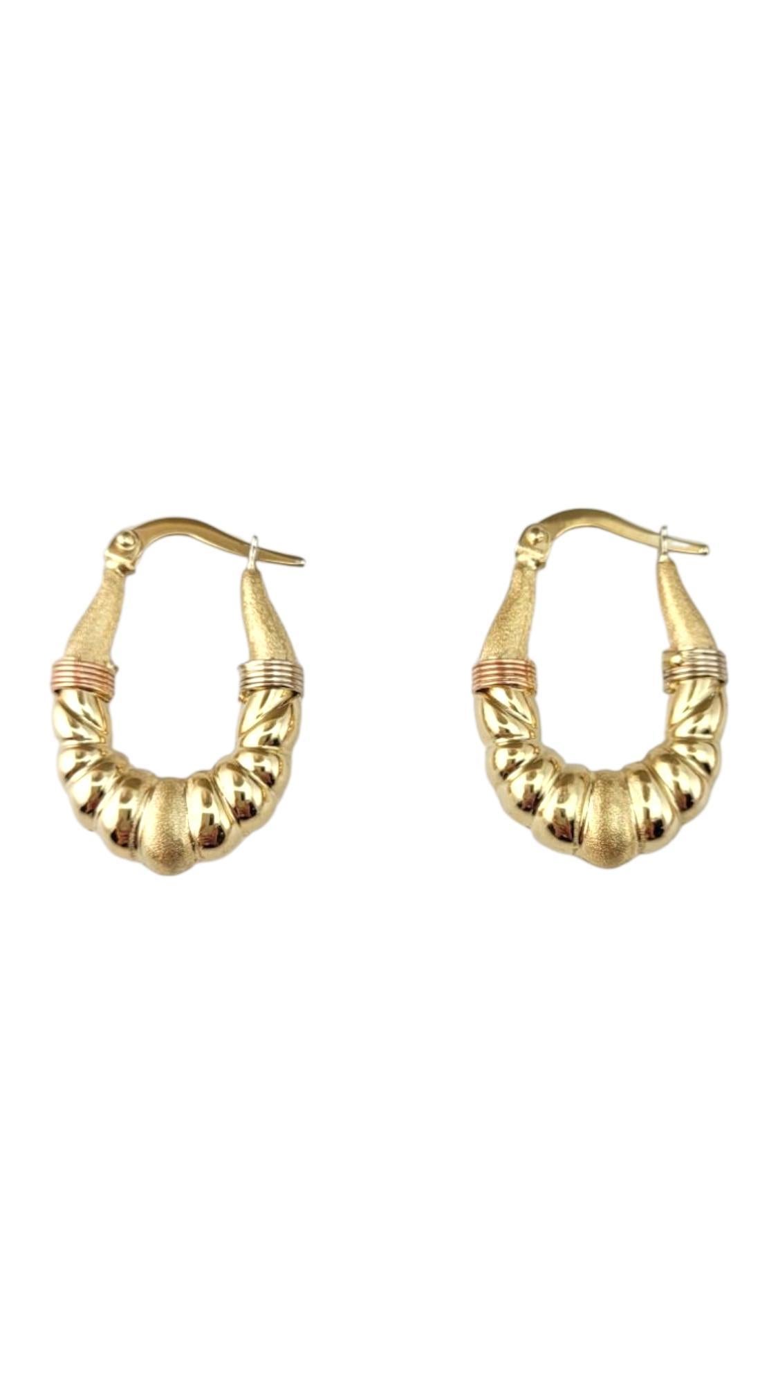 14 Karat Yellow and Rose Gold Shrimp Hoop Earrings #21882