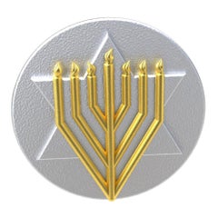 14 Karat Yellow and Sterling Silver Judaica Art Signet Ring