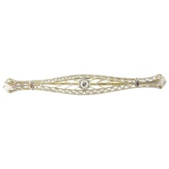 14 Karat Yellow and White Gold and Diamond Brooch or Pin