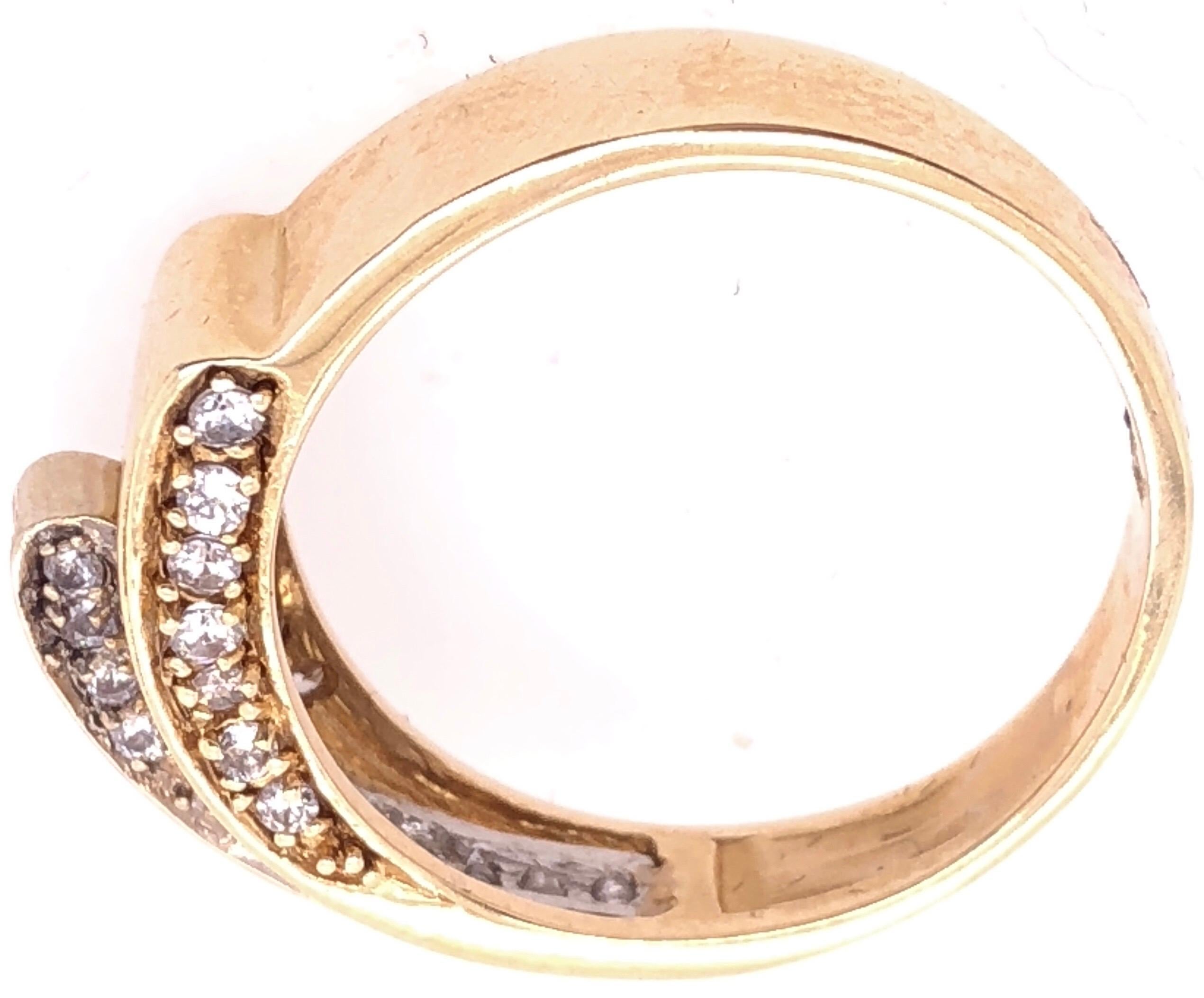 14 Karat Yellow and White Gold and Diamond Contemporary Ring For Sale 1