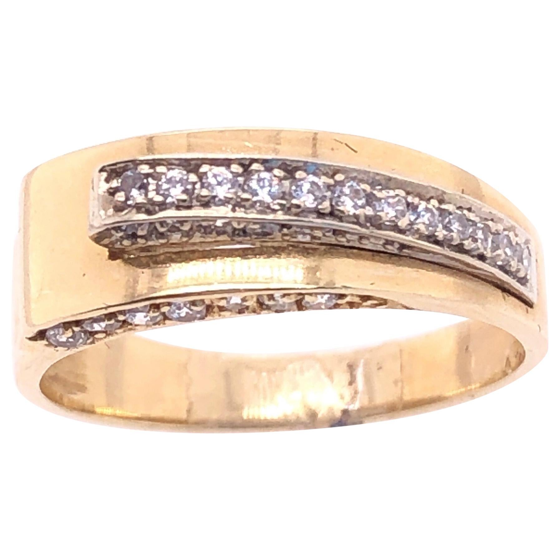 14 Karat Yellow and White Gold and Diamond Contemporary Ring For Sale