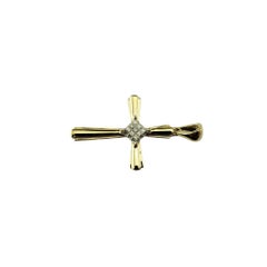 14 Karat Yellow and White Gold and Diamond Cross Pendant #18099