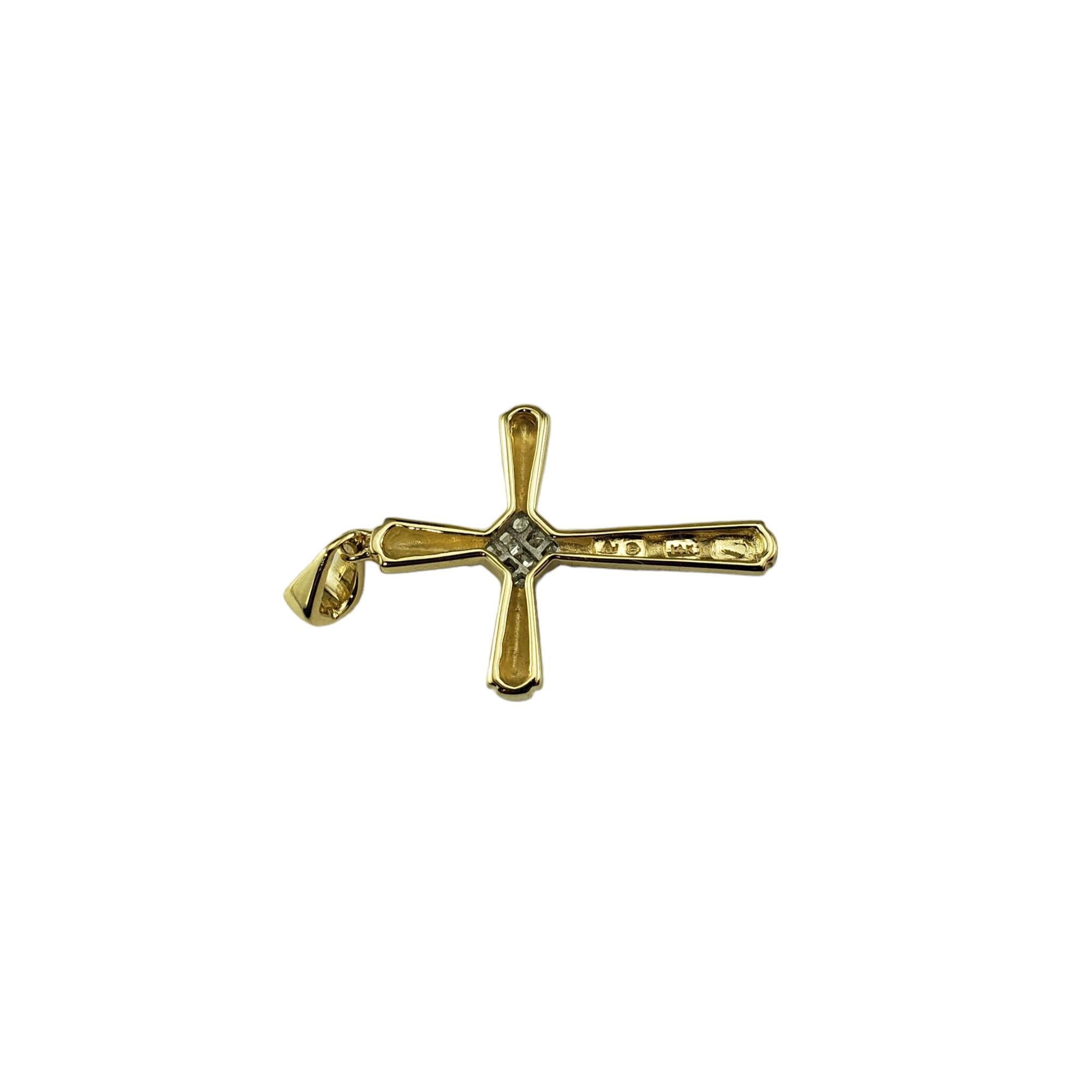 14 Karat Yellow and White Gold and Diamond Cross Pendant #18099 In Good Condition For Sale In Washington Depot, CT