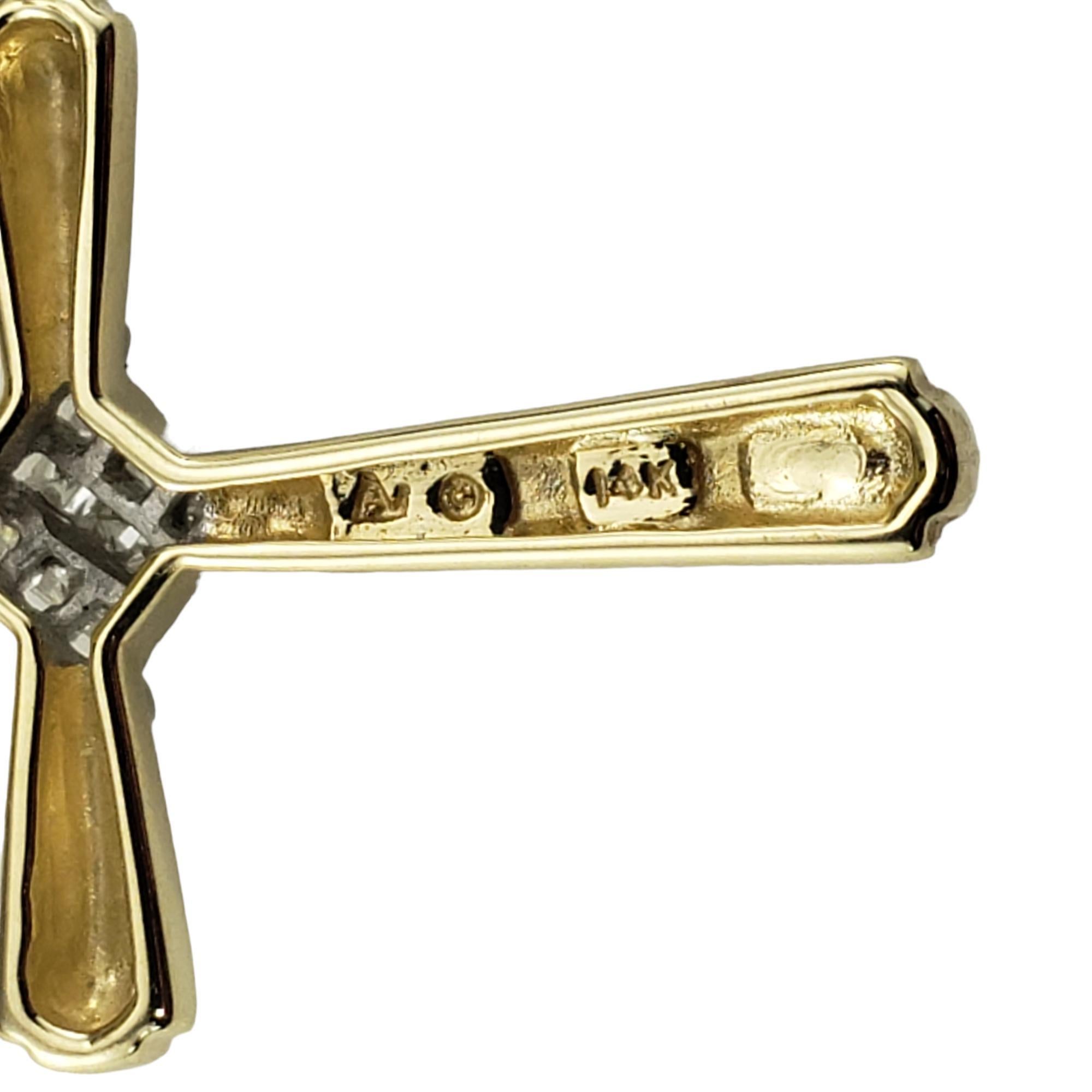 Women's 14 Karat Yellow and White Gold and Diamond Cross Pendant #18099 For Sale