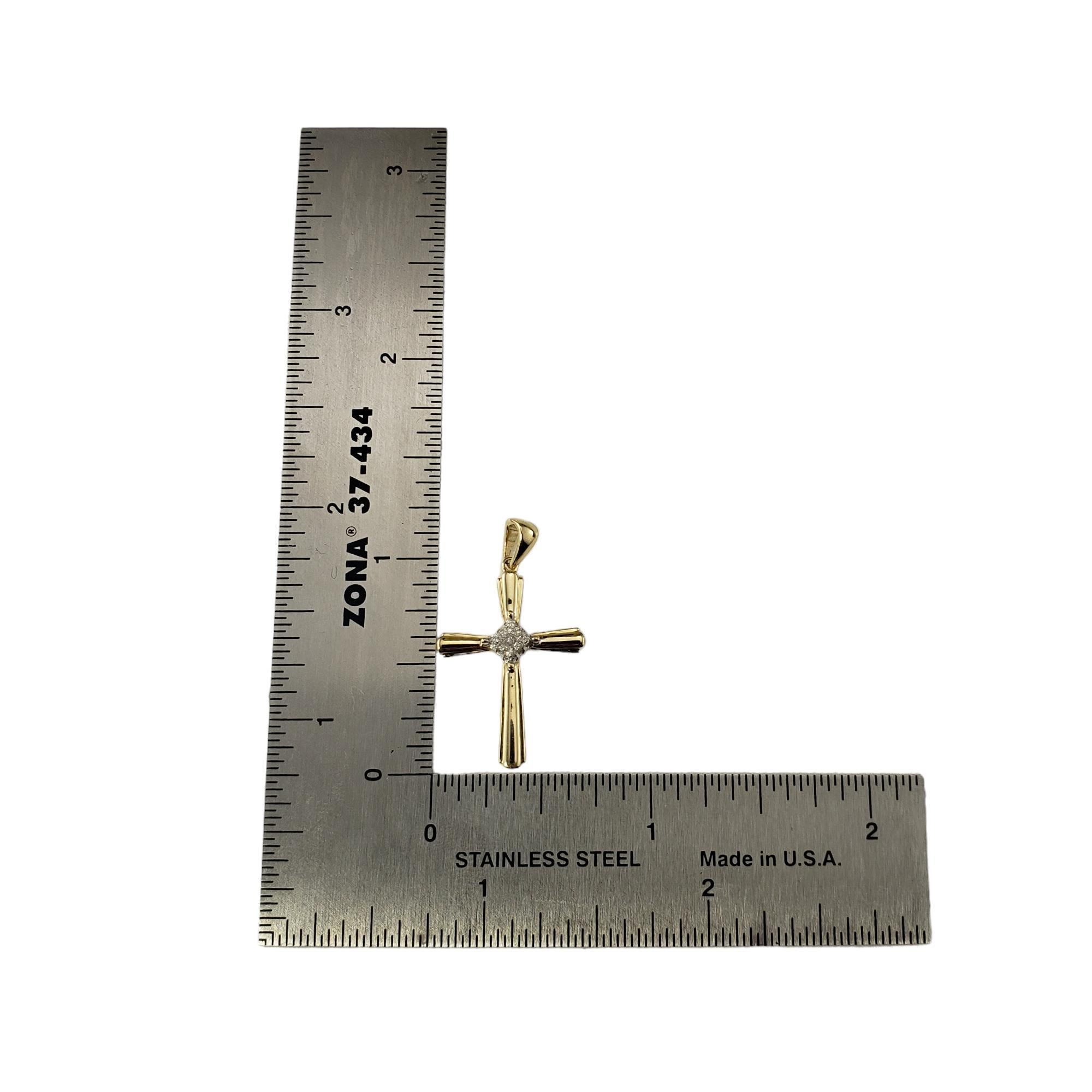 14 Karat Yellow and White Gold and Diamond Cross Pendant #18099 For Sale 1