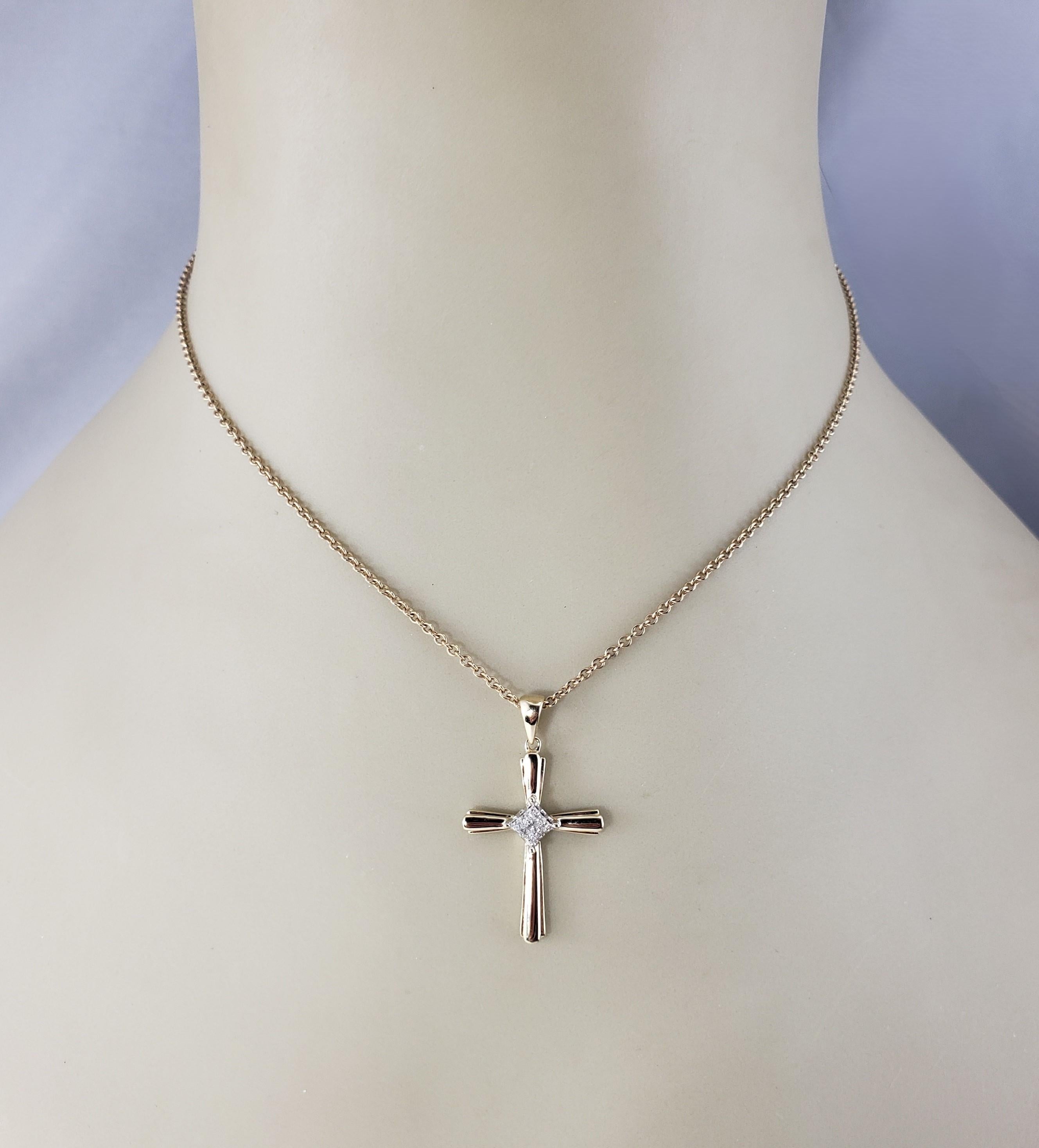14 Karat Yellow and White Gold and Diamond Cross Pendant #18099 For Sale 2