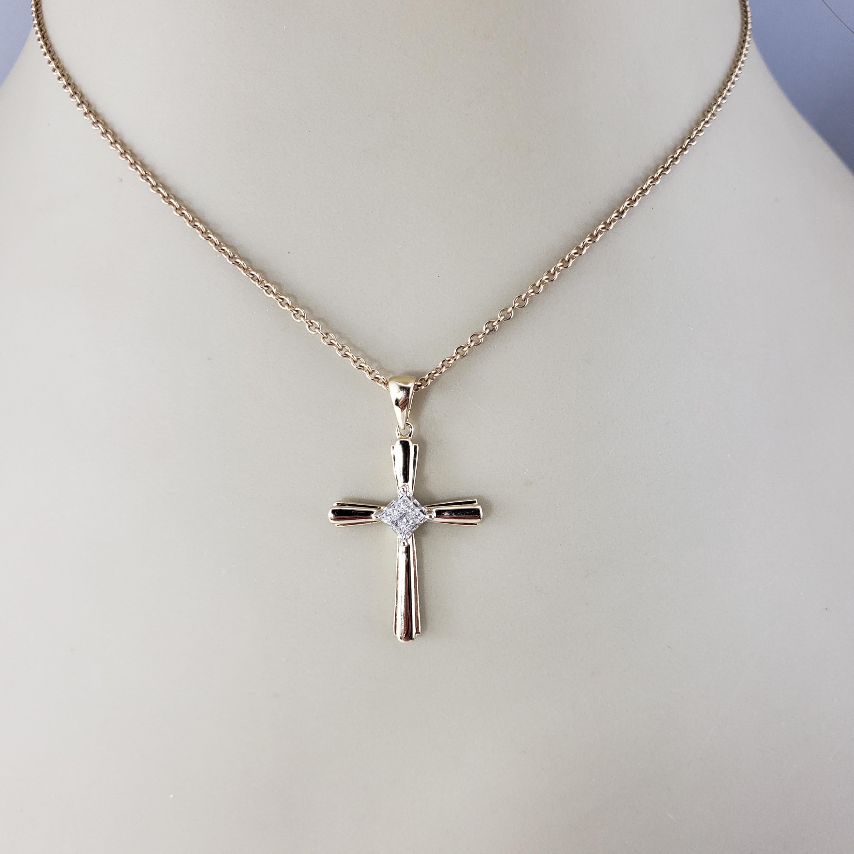 14 Karat Yellow and White Gold and Diamond Cross Pendant #18099 For Sale 3