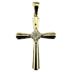 Pendentif croix en or jaune et blanc 14 carats et diamant n° 18099
