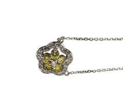 14 Karat Yellow and White Gold and Diamond Pendant Necklace GAI Certified