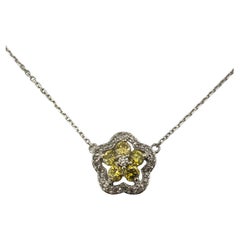 14 Karat Yellow and White Gold and Diamond Pendant Necklace GAI Certified