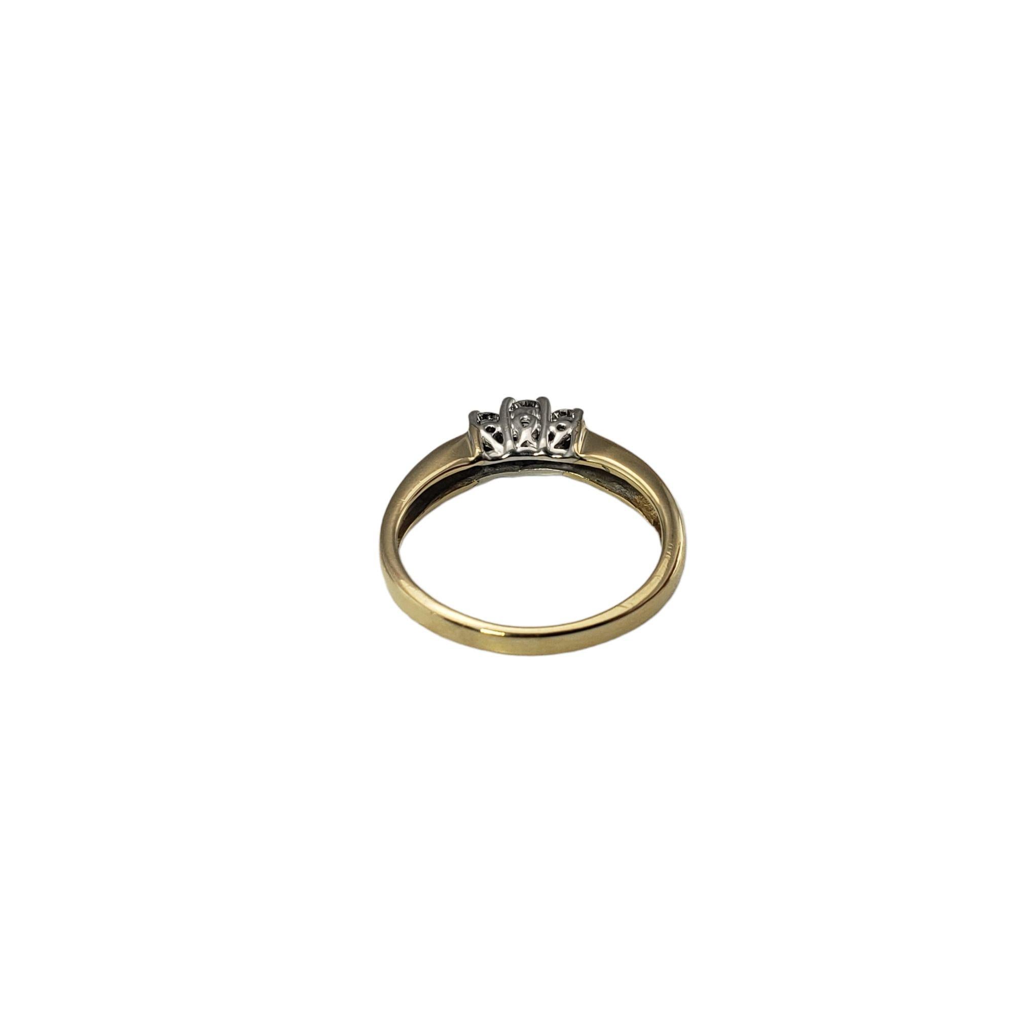 Round Cut 14 Karat Yellow and White Gold and Diamond Ring For Sale