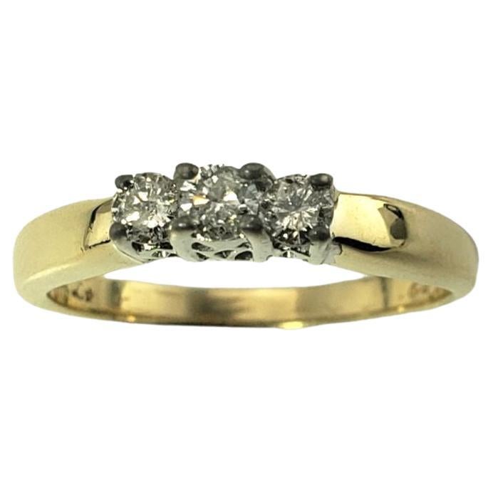 14 Karat Yellow and White Gold and Diamond Ring For Sale
