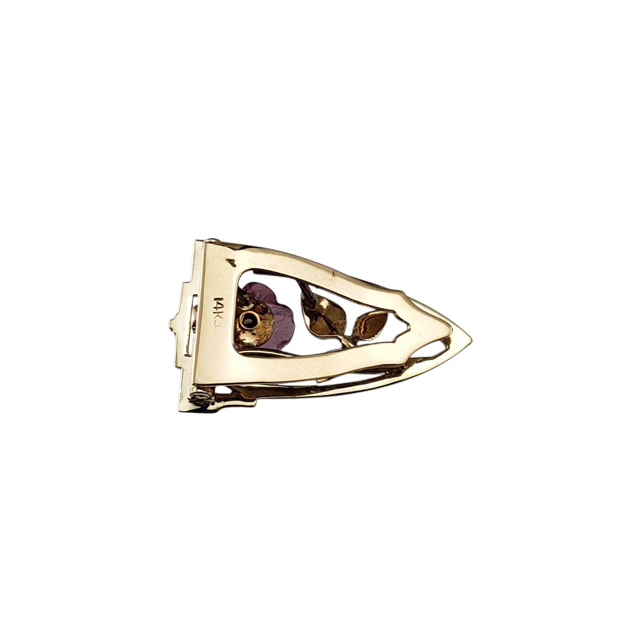 14 Karat Yellow and White Gold and Enamel Floral Clip Pendant #21351 For Sale 1
