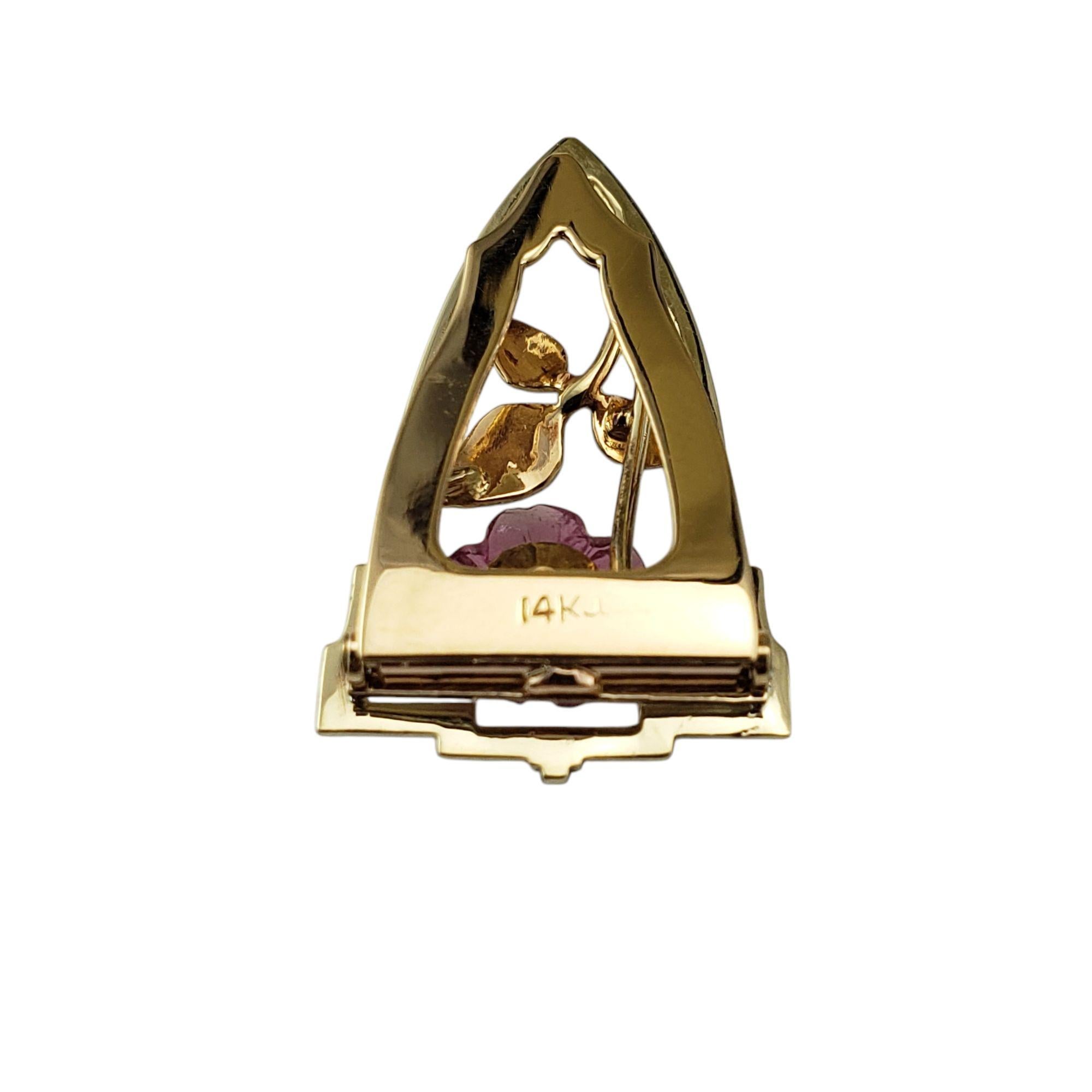 14 Karat Yellow and White Gold and Enamel Floral Clip Pendant #21351 For Sale 2